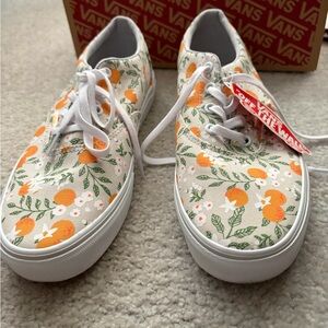 Vans Orange and Green Floral Sneakers